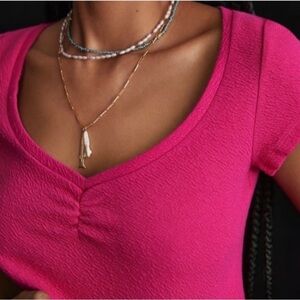 Anthropologie Pink Cropped Tee Size L